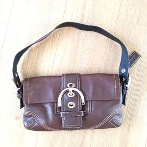 Brown Leather Coach Baguette Purse